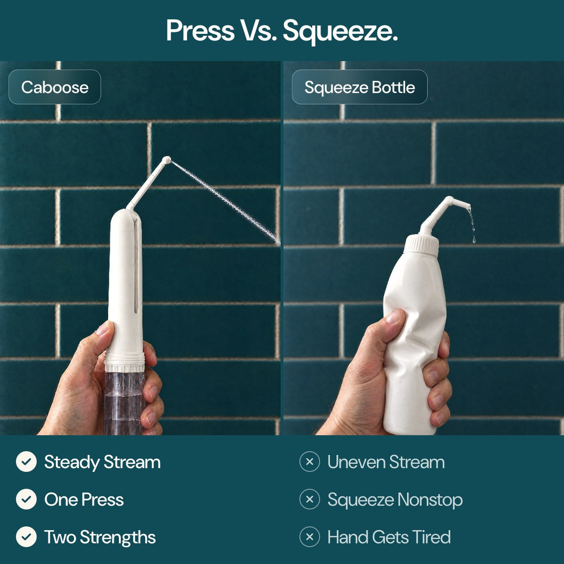 Press vs squeeze: the electric bidet next to a squeeze bottle