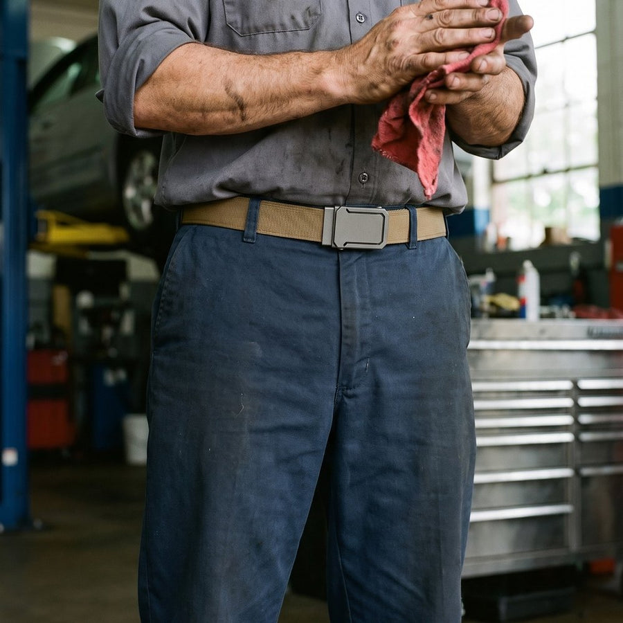Mechanic wearing the coyote belt