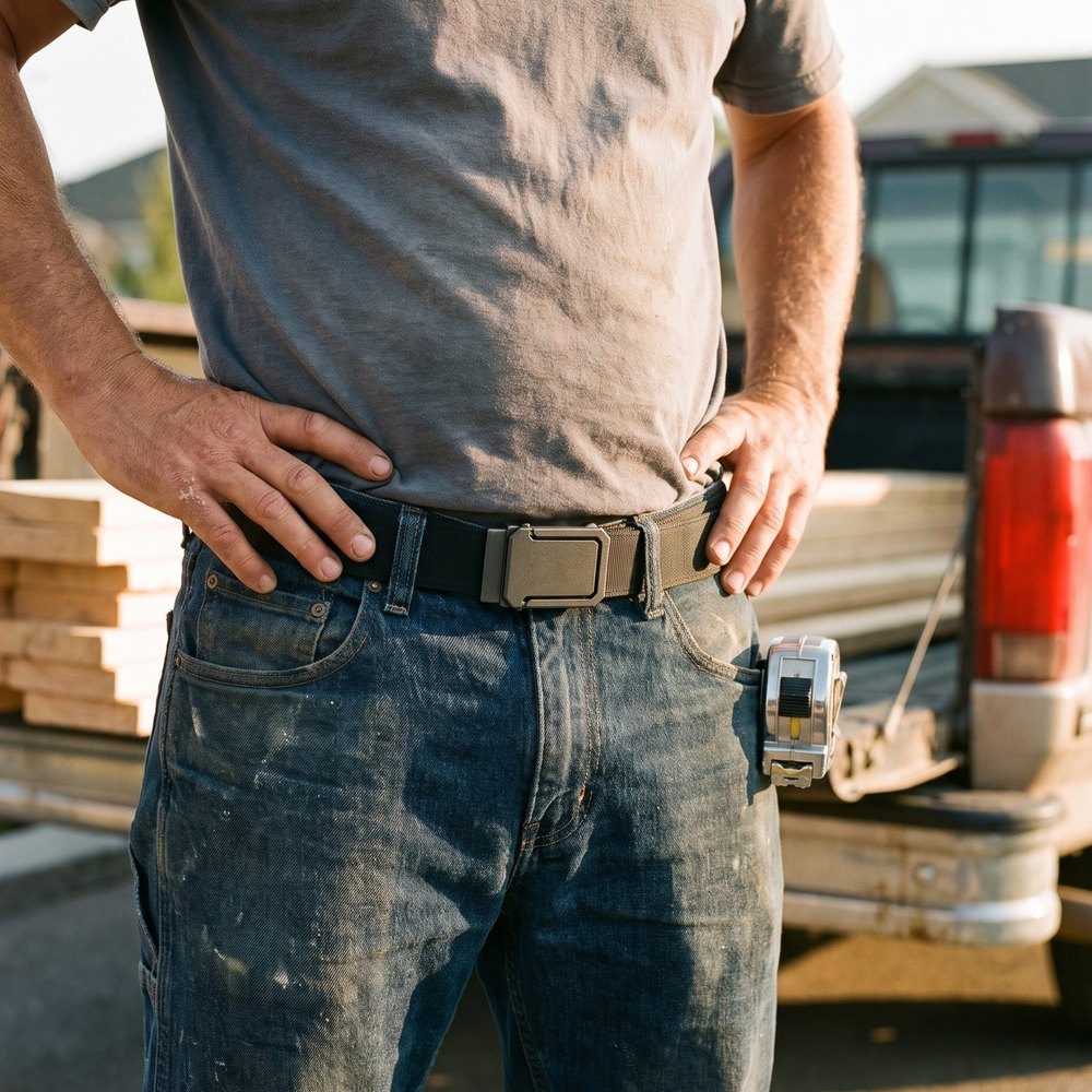 Construction worker wearing the belt